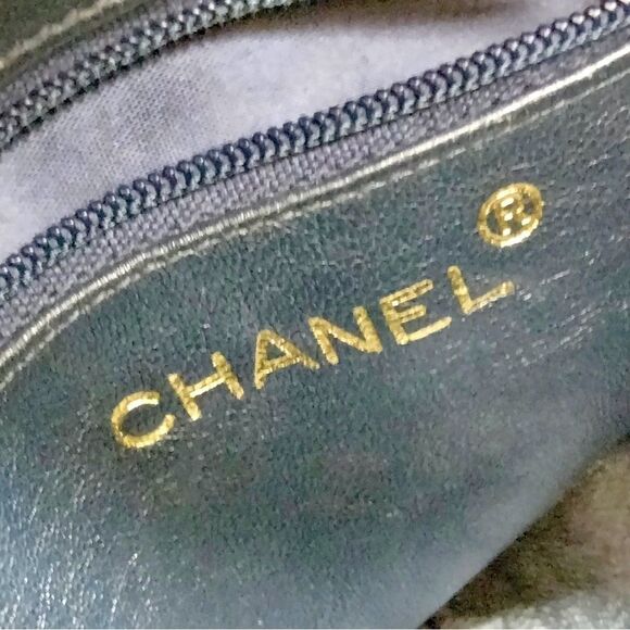 CHANEL Quilted Tassel CC Camera Bag Case Blue Lambskin Auth 1980s Crossbody - Picture 13 of 16